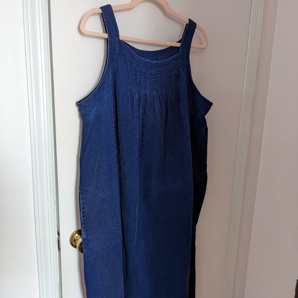Vintage 90s Blue Corduroy Dress - Picture 4 of 9